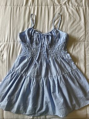 Light Blue Gingham Smocked Sundress
